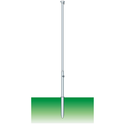 Fahnenmast mit drehbarer Kappe f&#252;r Fahnenaufzug 9m lang, zylindrisch aus Aluiminium eloxiert &#216;, 100/80 mm, (2-teilig)